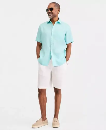 Men's 100% Linen Shirt, Created for Modazone - Tibetan Stone - 4