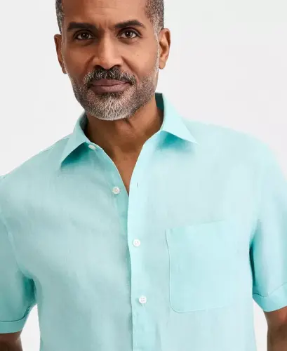 Men's 100% Linen Shirt, Created for Modazone - Tibetan Stone - 5