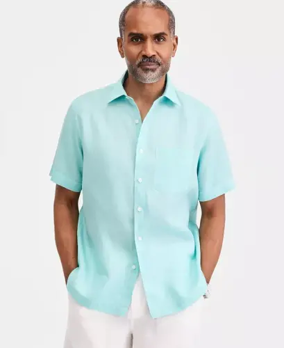 Men's 100% Linen Shirt, Created for Modazone - Tibetan Stone - 3