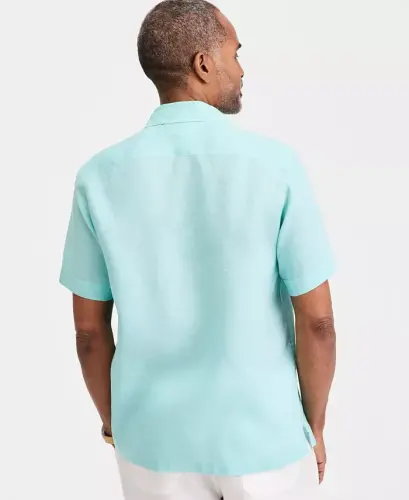 Men's 100% Linen Shirt, Created for Modazone - Tibetan Stone - 4