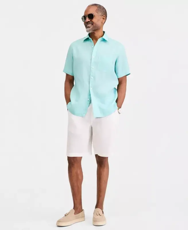 Men's 100% Linen Shirt, Created for Modazone - Tibetan Stone - 6