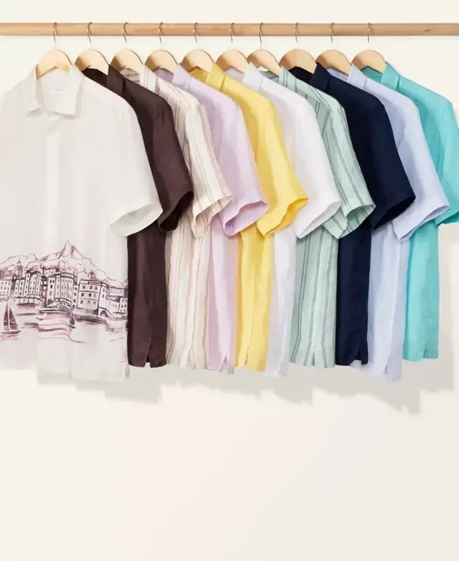 Men's 100% Linen Shirt, Created for Modazone - Tibetan Stone - 8