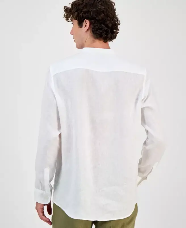 Men's 100% Linen Shirt, Created for Modazone -White Pure - 2