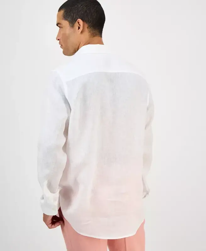 Men's 100% Linen Shirt, Created for Modazone-White Pure - 2