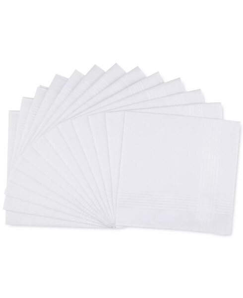 Men’s 13-Pc. White Border-Stripe Handkerchief Set, Created for Modazone White - 1