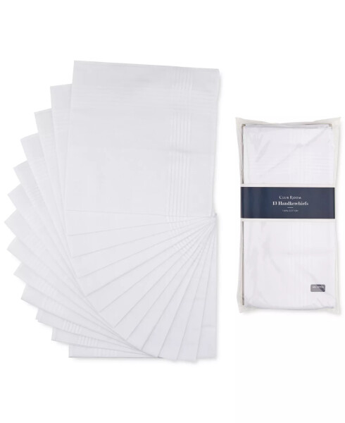 Men’s 13-Pc. White Border-Stripe Handkerchief Set, Created for Modazone White - 2