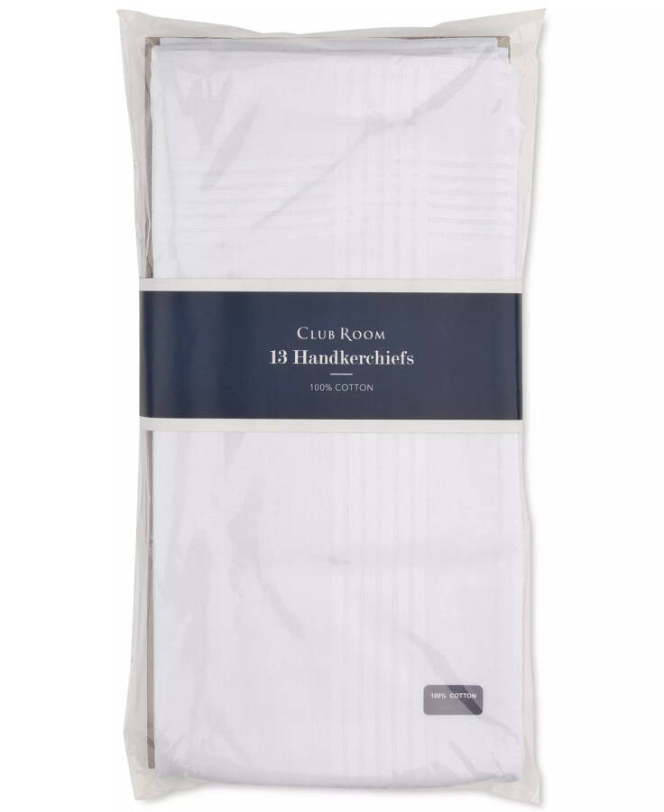 Men’s 13-Pc. White Border-Stripe Handkerchief Set, Created for Modazone White - 3