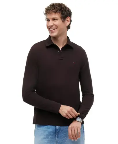 Men's 1985 Regular-Fit Long-Sleeve Polo Shirt - Chocolate - 1