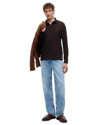 Men's 1985 Regular-Fit Long-Sleeve Polo Shirt - Chocolate - TOMMY HILFIGER (1)