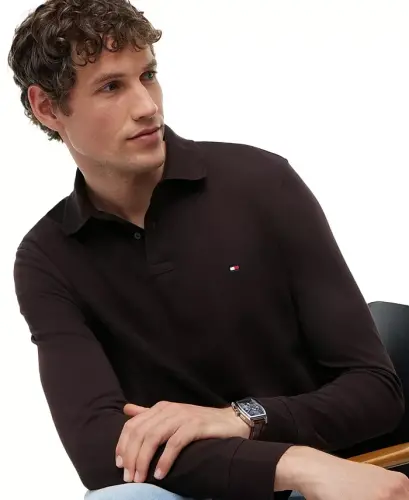 Men's 1985 Regular-Fit Long-Sleeve Polo Shirt - Chocolate - 3