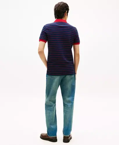 Men's 1985 Slim-Fit Polo Shirt - Dark Night Navy / Medium Red - 4