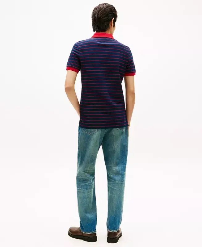 Men's 1985 Slim-Fit Polo Shirt - Dark Night Navy / Medium Red - 4