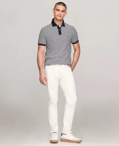 Men's 1985 Slim Fit Polo Shirt-Desert Sky / White - 2