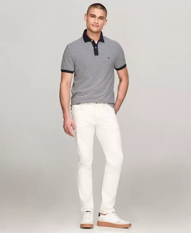 Men's 1985 Slim Fit Polo Shirt-Desert Sky / White - 2