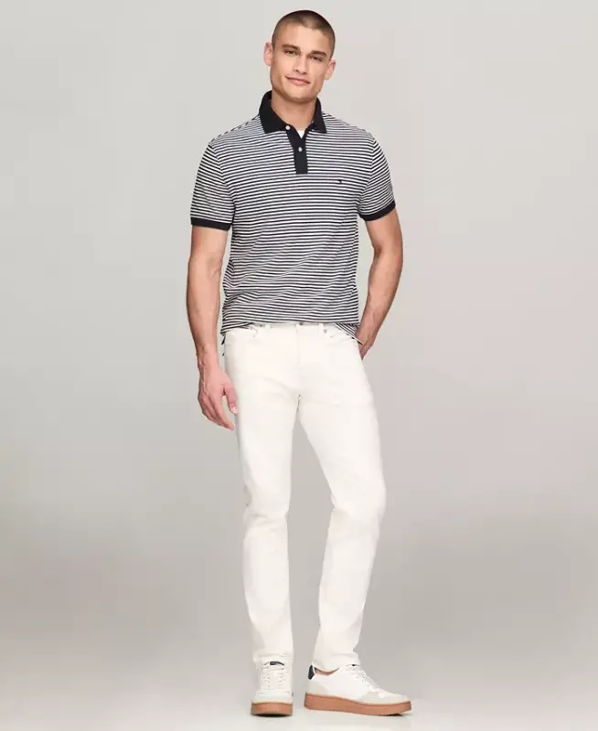 Men's 1985 Slim Fit Polo Shirt-Desert Sky / White - 2