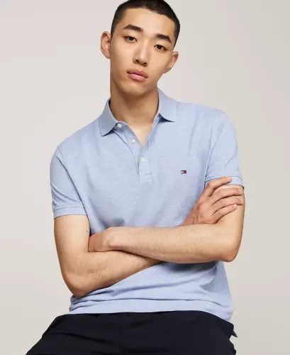 Men's 1985 Slim Fit Polo Shirt-Vessel Blue Heather - 3