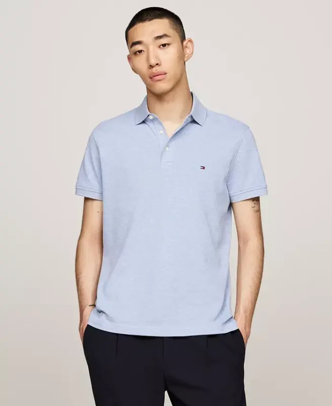 Men's 1985 Slim Fit Polo Shirt-Vessel Blue Heather - 1