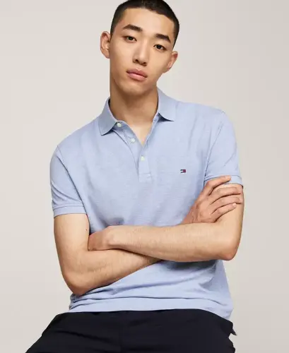 Men's 1985 Slim Fit Polo Shirt-Vessel Blue Heather - 3