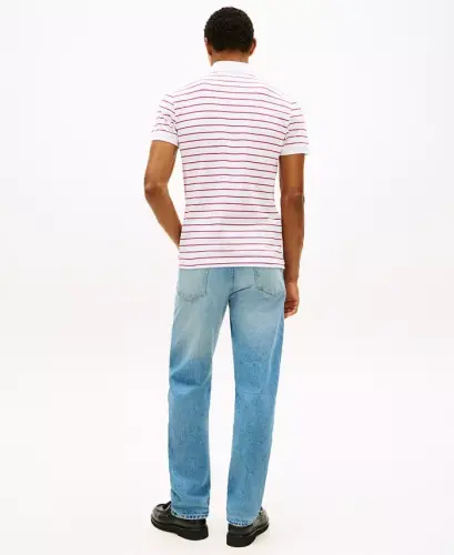 Men's 1985 Slim-Fit Polo Shirt - White / Medium Red - 4