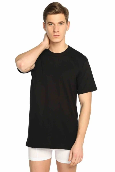Men's 2-Pack Black Cotton Crew Neck Sleeveless Undershirt - TUTKU