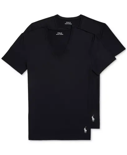 Men's 2-Pack Perfect Flex V-Neck T-Shirts-Polo Black - 1