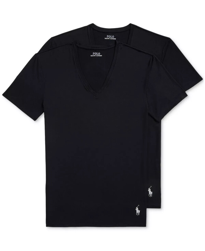 Men's 2-Pack Perfect Flex V-Neck T-Shirts-Polo Black - 1