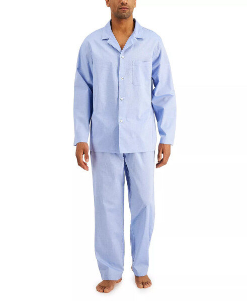 Men's 2-Pc. Solid Oxford Pajama Set, Created for Modazone Blue White - 4