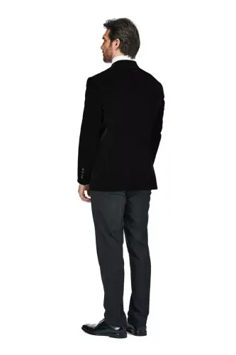 Men's 2 Piece Double Breasted Velvet Birdseye Lapel Slim Fit Tuxedo - 3