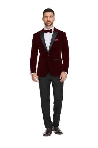 Men's 2-Piece Velvet Birdseye Lapel Slim-Fit Tuxedo - 4
