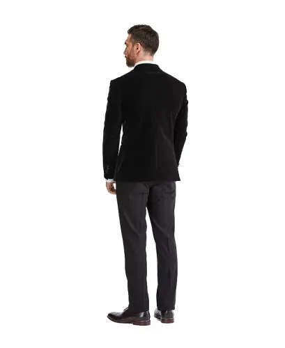 Men's 2-Piece Velvet Birdseye Lapel Slim-Fit Tuxedo - Black - 3