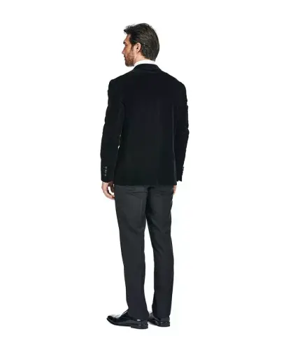 Men's 2-Piece Velvet Birdseye Lapel Slim-Fit Tuxedo - Black - 4