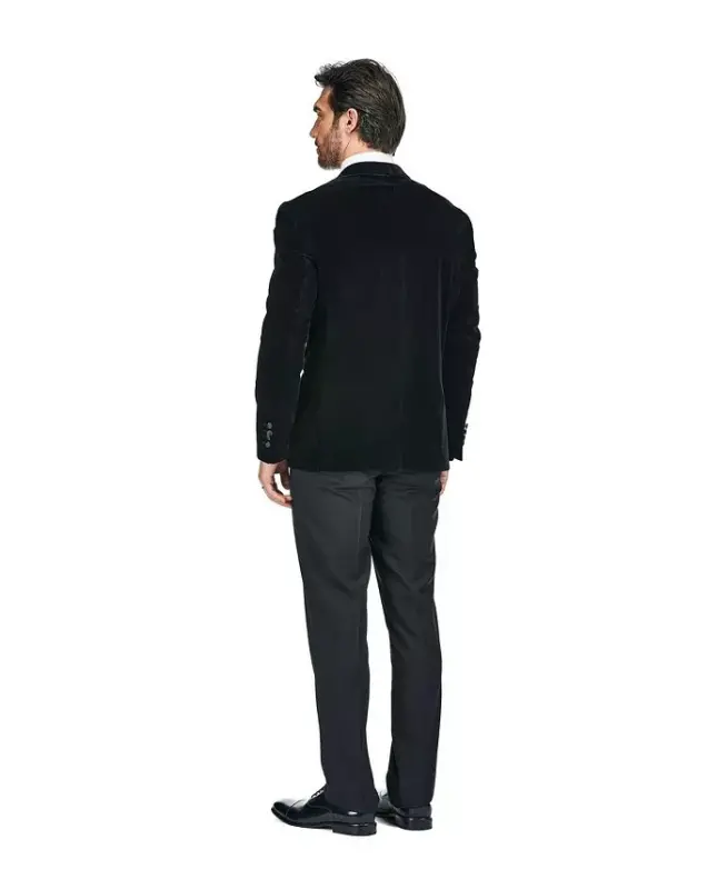 Men's 2-Piece Velvet Birdseye Lapel Slim-Fit Tuxedo - Black - 4