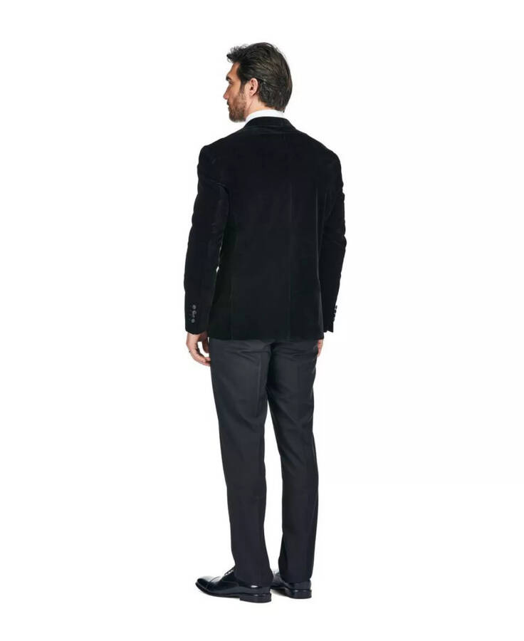 Men's 2-Piece Velvet Birdseye Lapel Slim-Fit Tuxedo Black - 4