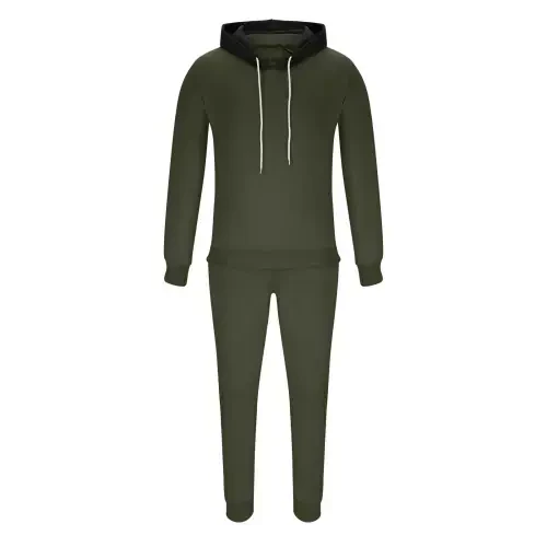 Men's 2 Pieces Cotton Set Henley Shirt Long Sleeve and Casual Pants Outfits Men's Tracksuits Two Piece Athletic Jogging Outfits Track Suits for Men Set, L&Army Green - 3