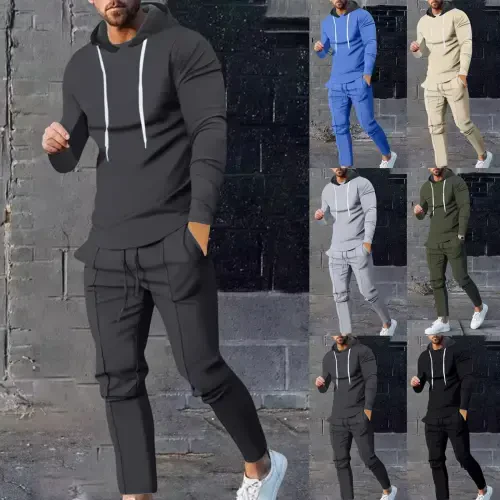 Men's 2 Pieces Cotton Set Henley Shirt Long Sleeve and Casual Pants Outfits Men's Tracksuits Two Piece Athletic Jogging Outfits Track Suits for Men Set, L&Army Green - 5