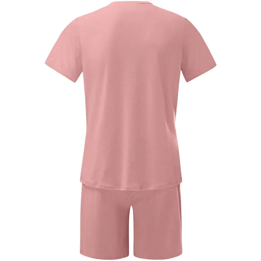 Mens 2 Pieces Shorts Set, Men Short Outfits Casual Tracksuit Short Sleeve T Shirt and Shorts Set - 5