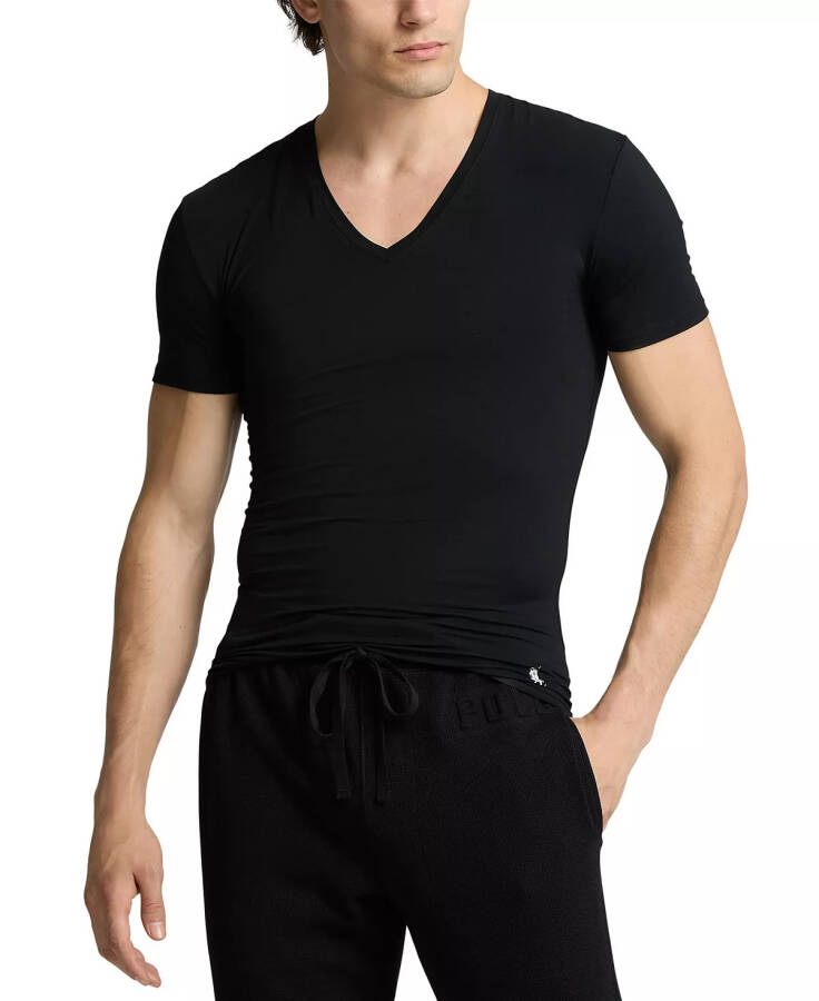 Men's 2-Pk. Perfect Flex V-Neck T-Shirts Polo Black - 2