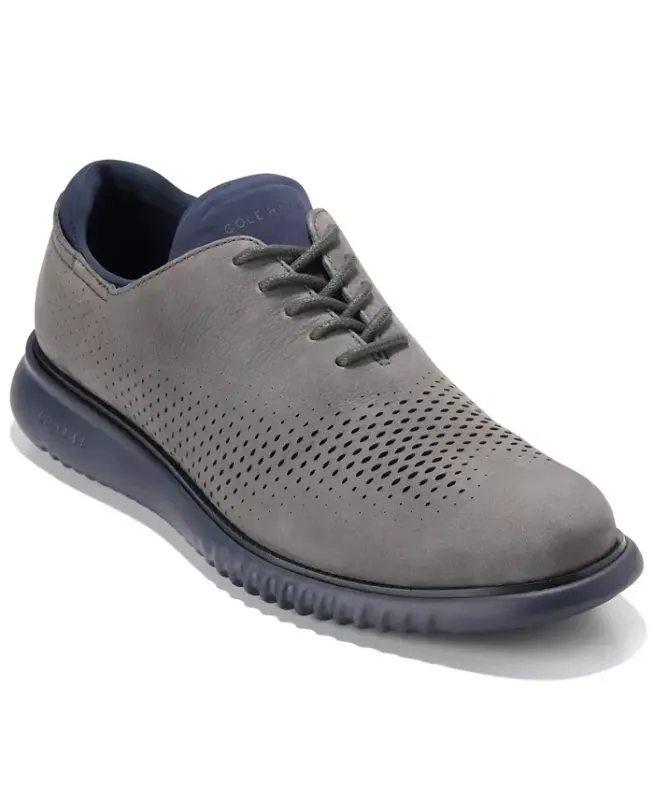 Men's 2.Zerogrand Laser Wing Oxford Shoes - Raven Nubuck - COLE HAAN