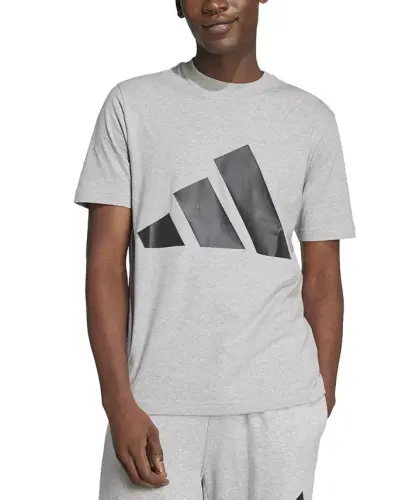 Men's 3-Bar Logo Graphic Cotton T-Shirt - Gray/Black - 1