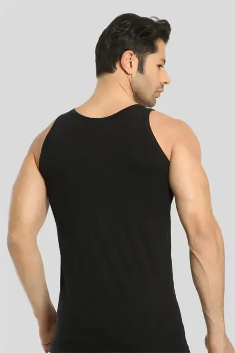 Men's 3-Pack Black Stringer Tank Tops 100% Cotton - 10