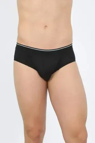 Men's 3-Pack Black White Gray Cotton Lycra Briefs 40123 - BÜYÜKBEDENIZ (1)