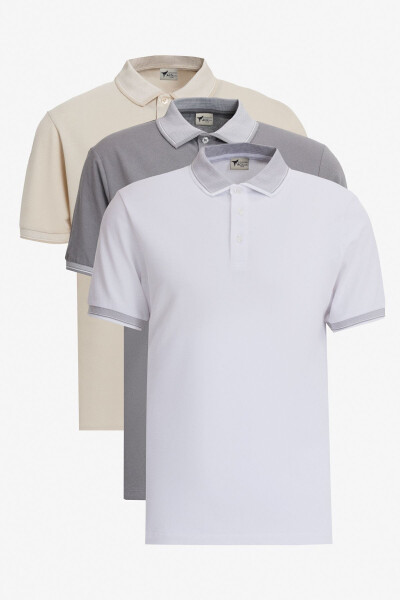 Men's 3-Pack Cotton Slim Fit Non-Iron Polo Collar Basic T-Shirt 