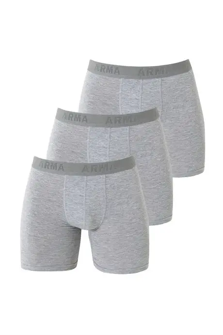 Men's 3-Pack Grey Boxers with Stretch Fabric and Lycra - BÜYÜKBEDENIZ
