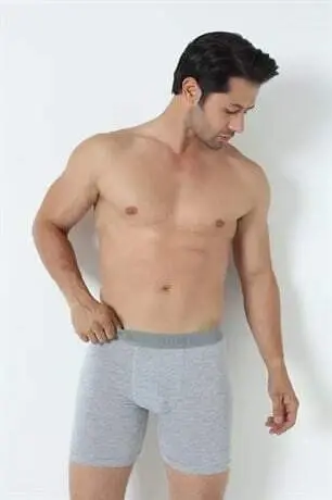 Men's 3 Pack Grey Long Leg Lycra Boxers - 17