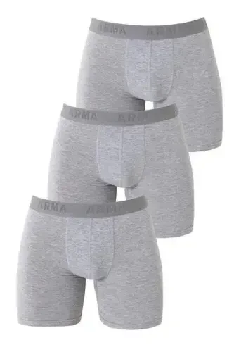 Men's 3 Pack Grey Long Leg Lycra Boxers - BÜYÜKBEDENIZ (1)