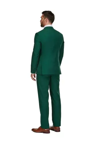 Men's 3-Piece Premium Vested 3-Piece Slim Fit Suit-Hunter green - 3
