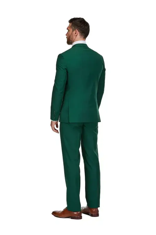 Men's 3-Piece Premium Vested 3-Piece Slim Fit Suit-Hunter green - 3