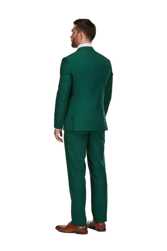 Men's 3 Parça Premium Yelekli 3 Parça Slim Fit Takım Elbise - Avcı yeşili - 3
