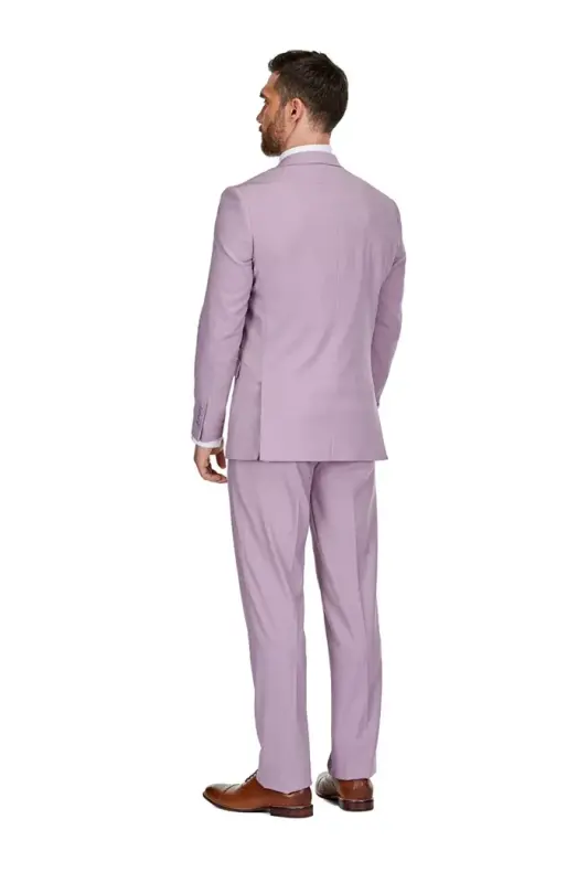 Men's 3-Piece Classic Fit Performance Stretch Kostyumi - Lilak - 2