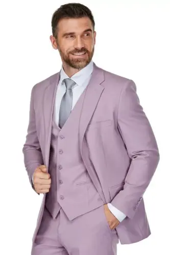 Men's 3-Piece Classic Fit Performance Stretch Kostyumi - Lilak - 3